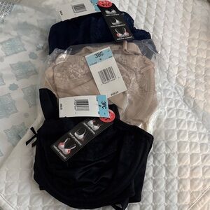 Lilyette Lace Bras in Dark Blue, Light Beige, and Black